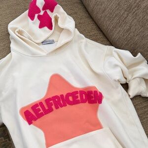 Aelfric Eden Hoodie with Cream and Pink Star Design sz XS